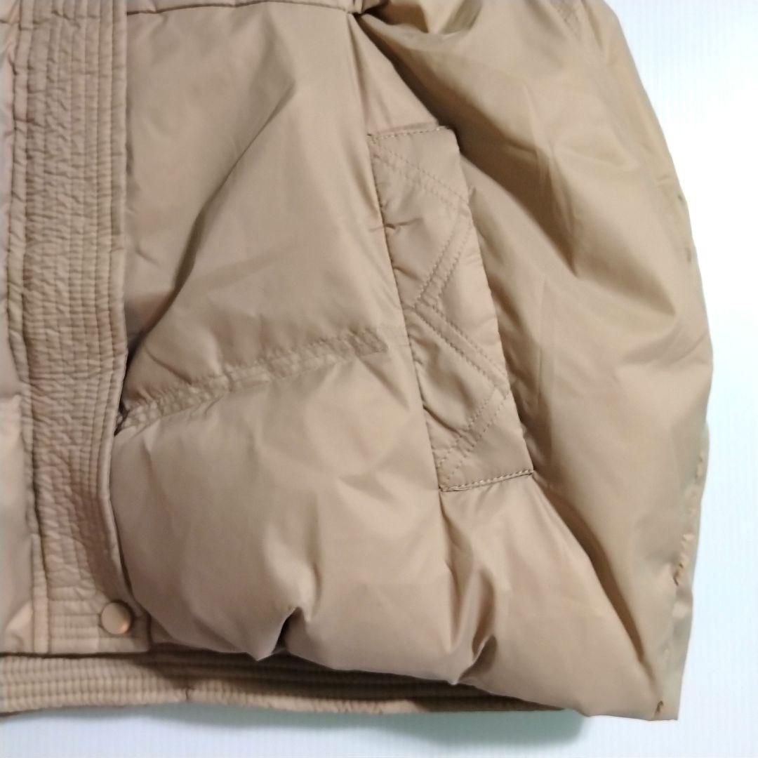 ニットドッキングダウンベスト フード ダウンベスト ベージュ フード付き