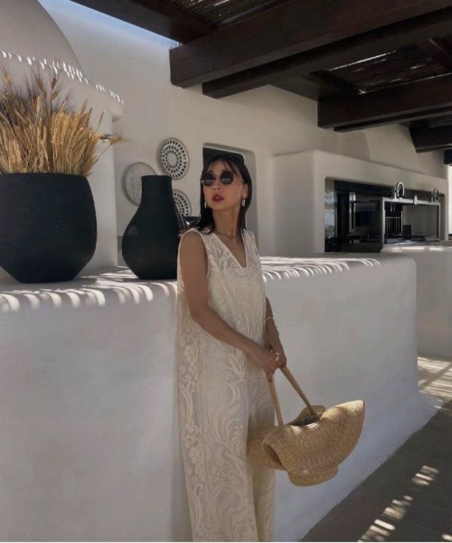 2601020 Ameri CHLOE V NECK ROMPERS 白 S