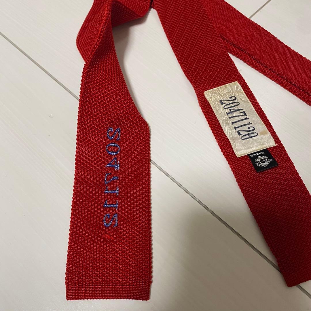 20471120 レッド ニット　ネクタイ