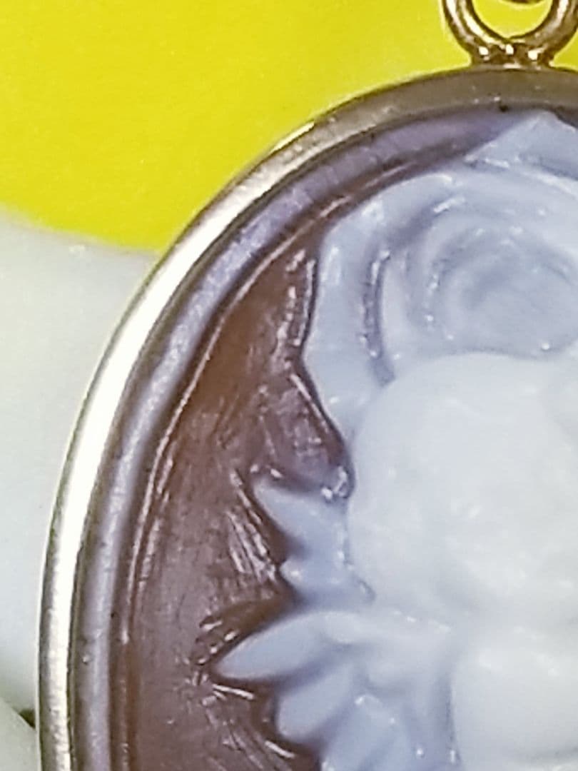 KWS-03 【チロ・フレイシア】作　K18シェルカメオペンダントトップ