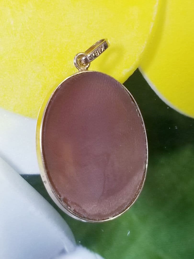 KWS-03 【チロ・フレイシア】作　K18シェルカメオペンダントトップ