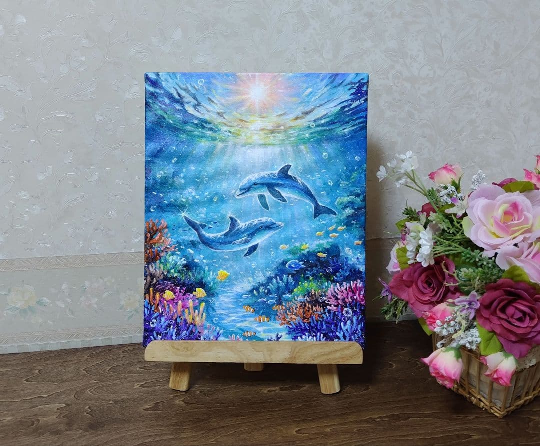 N*°様 【海中世界】アクリル画 F3 風景画 絵画