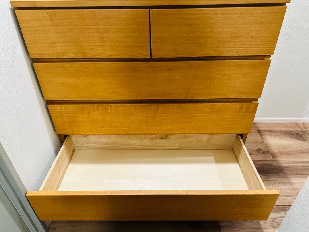 み*ま様 無印良品 天然木 無垢 5段チェスト キャビネット 引き出し 収納 タ