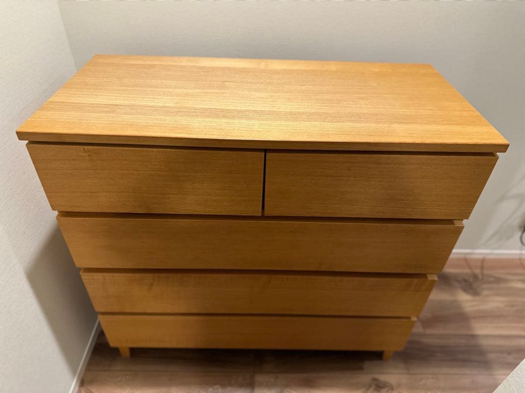 み*ま様 無印良品 天然木 無垢 5段チェスト キャビネット 引き出し 収納 タ