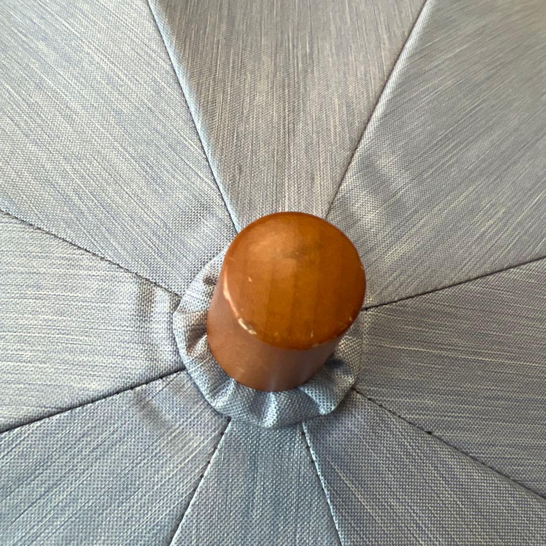 サンバリア　日傘　２段折 フリル フロスト　フロストブルー　木曲がり手元