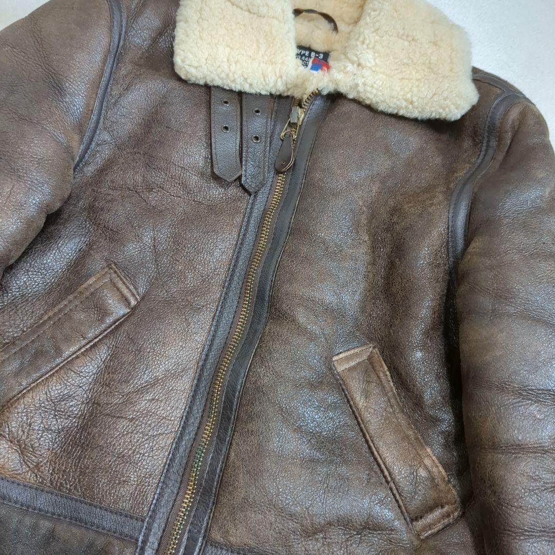 SCHOTT ムートン B-3 フライトジャケット ブラウン 40サイズ 羊革
