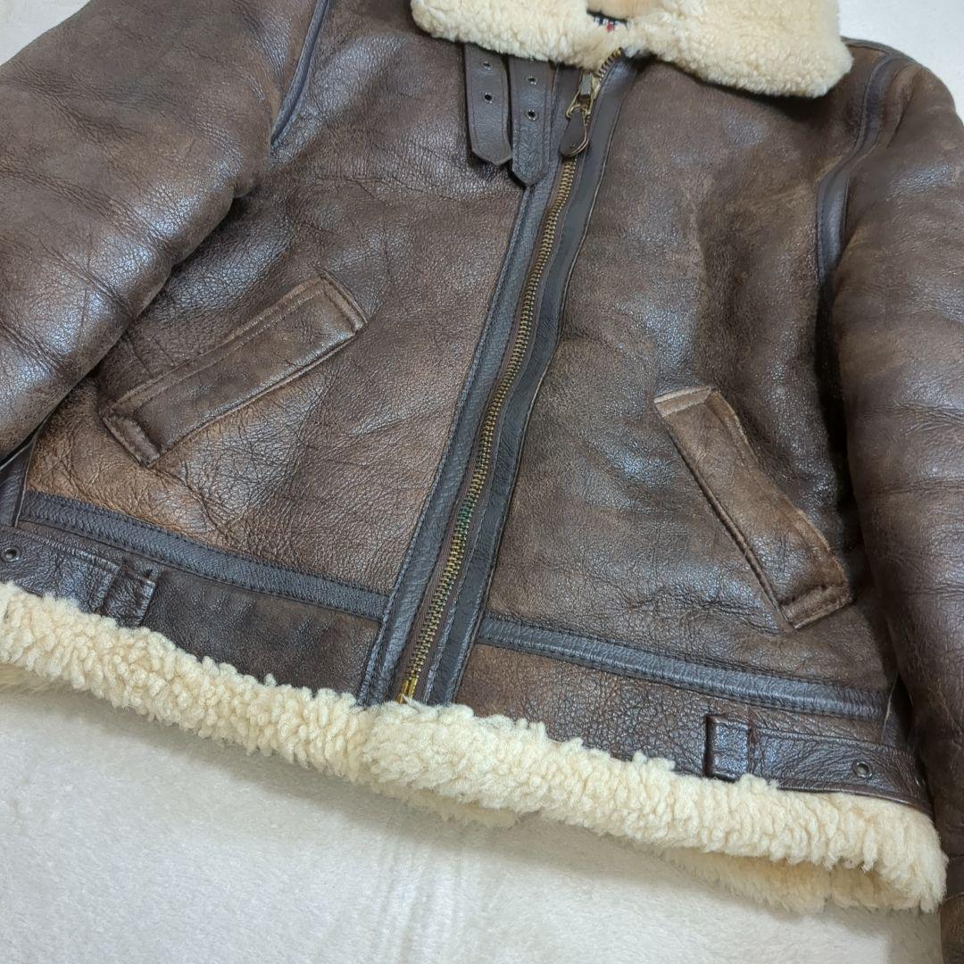SCHOTT ムートン B-3 フライトジャケット ブラウン 40サイズ 羊革