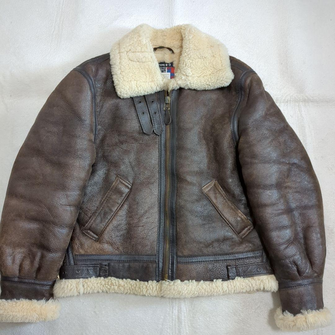 SCHOTT ムートン B-3 フライトジャケット ブラウン 40サイズ 羊革
