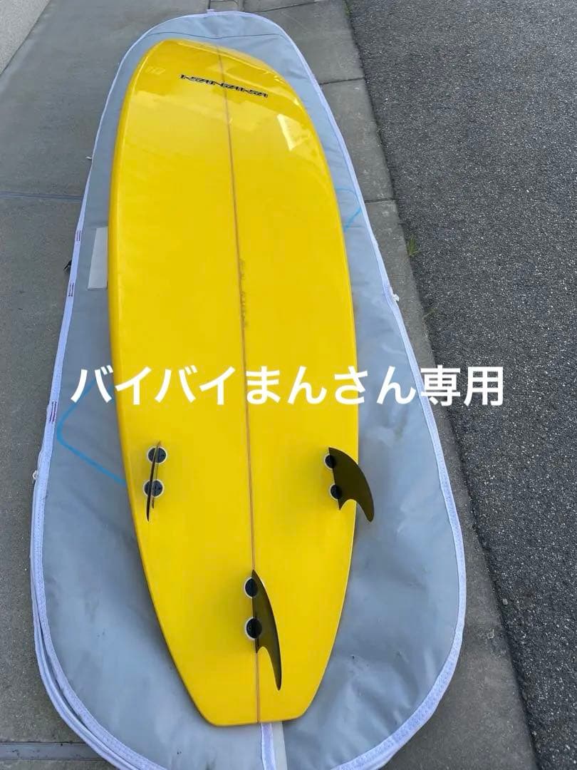 イエロー サーフボード 亀のロゴ 3フィン