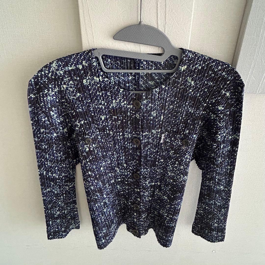 プリーツプリーズ　デニム　ジャケット　ブルー系　美品