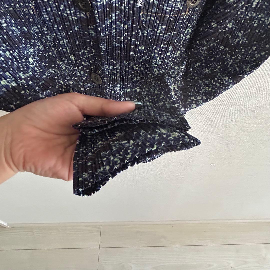 プリーツプリーズ　デニム　ジャケット　ブルー系　美品