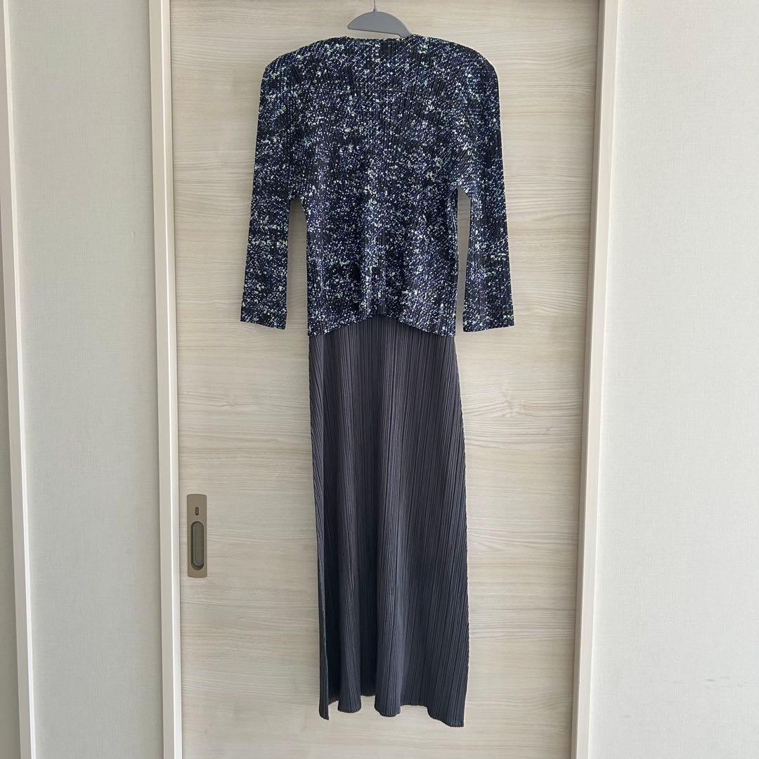 プリーツプリーズ　デニム　ジャケット　ブルー系　美品