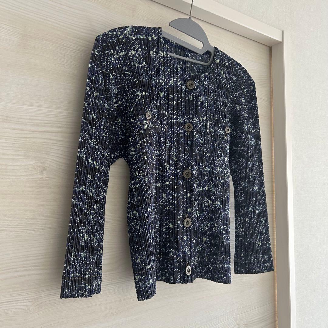 プリーツプリーズ　デニム　ジャケット　ブルー系　美品