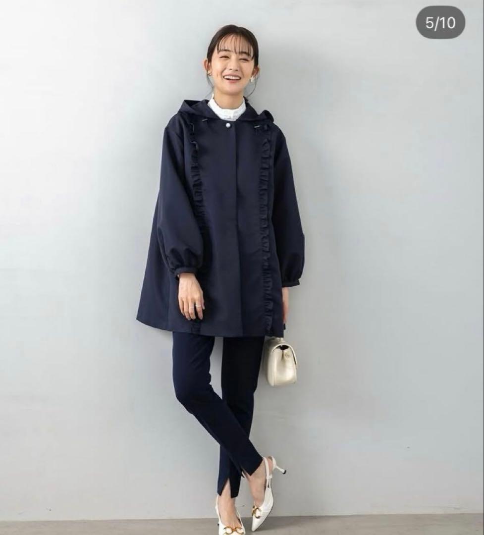 アメノチハレ　フリルラインコート　ネイビー