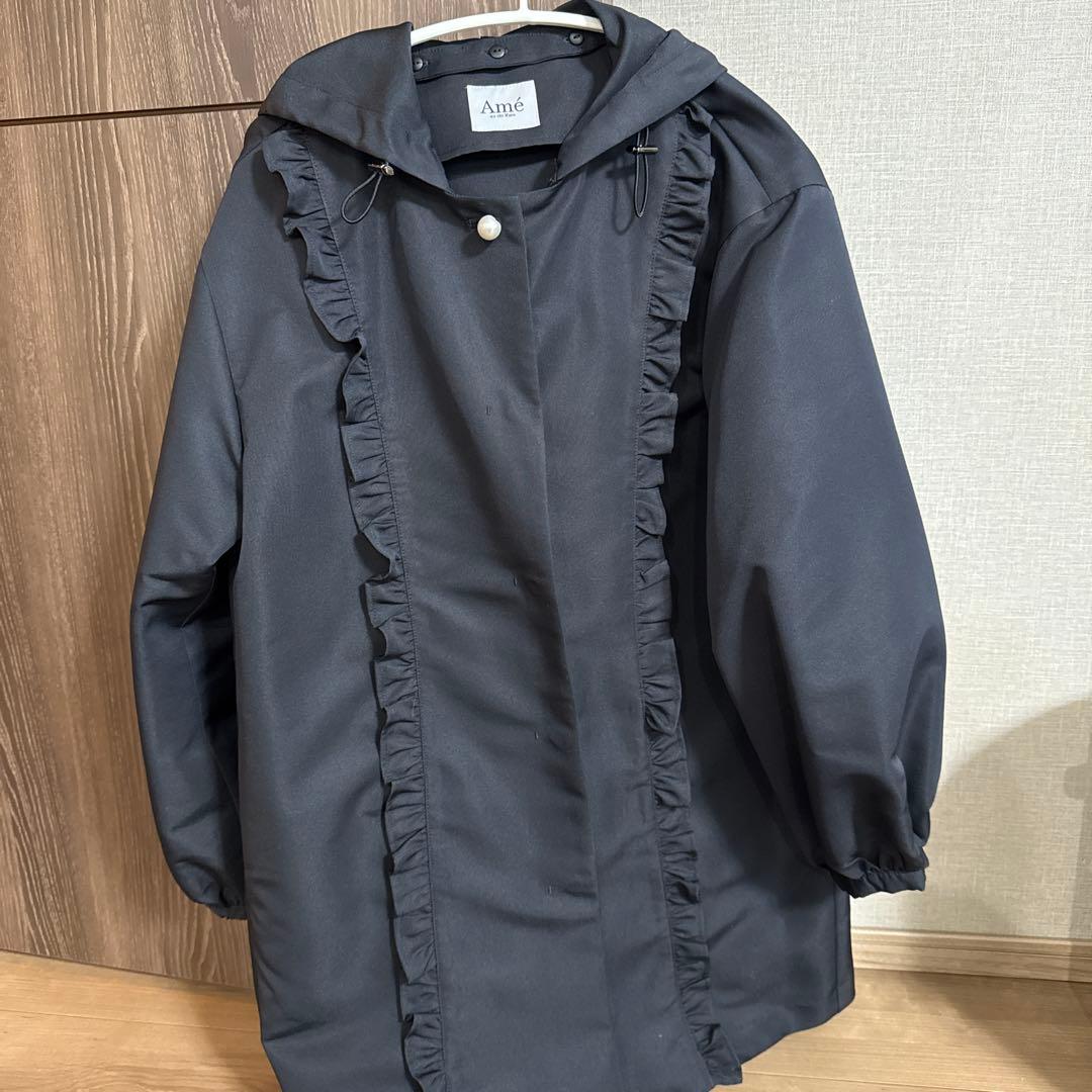 アメノチハレ　フリルラインコート　ネイビー