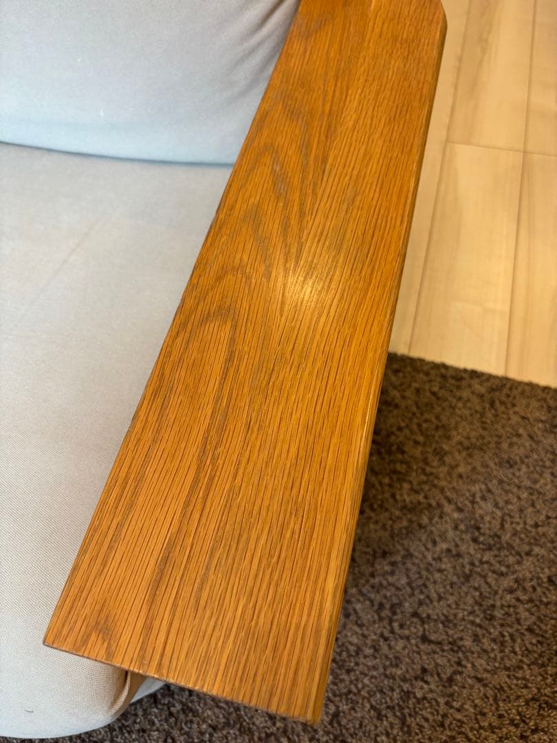 無印良品　ベージュ 布製 2人掛けソファ 木製フレーム