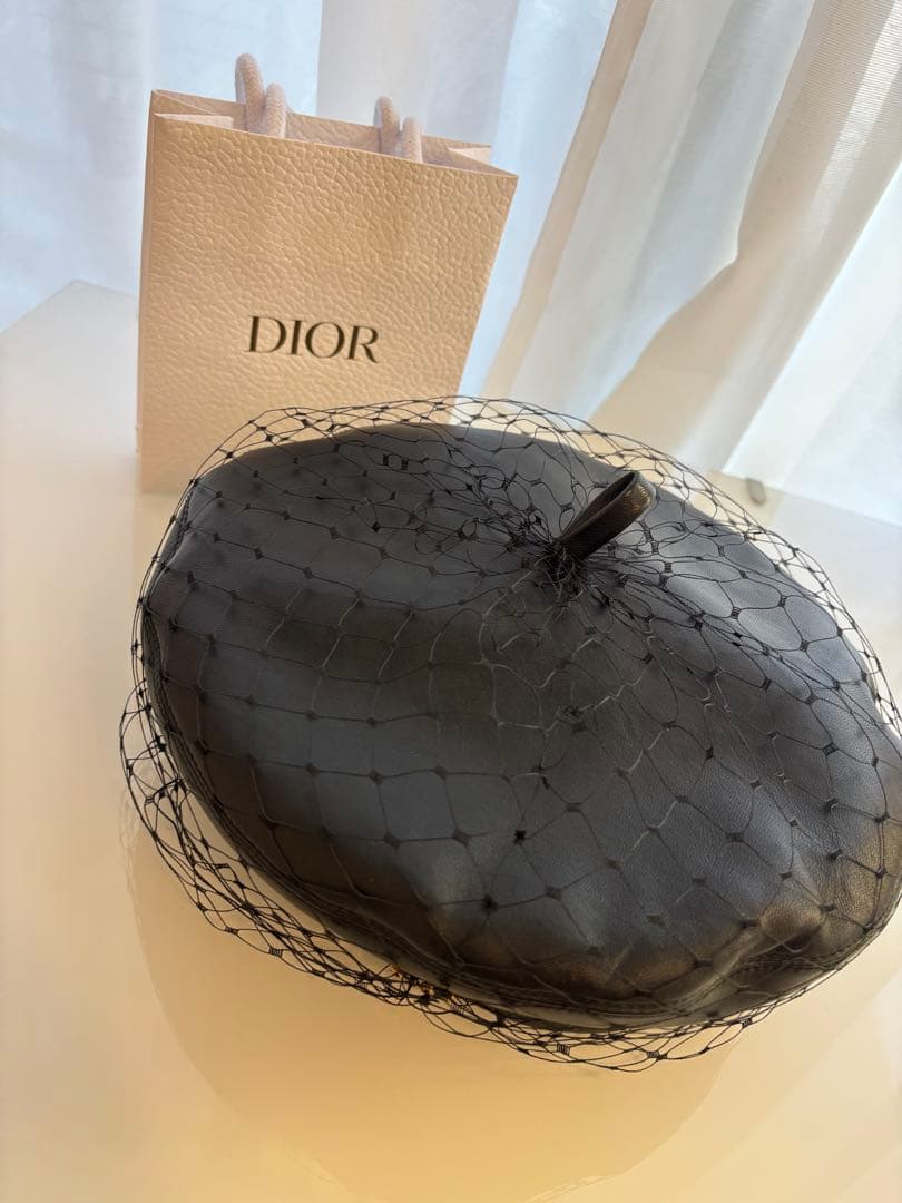 ディオール レディース Dior チュール レザー ベレー帽 ハット ブラック