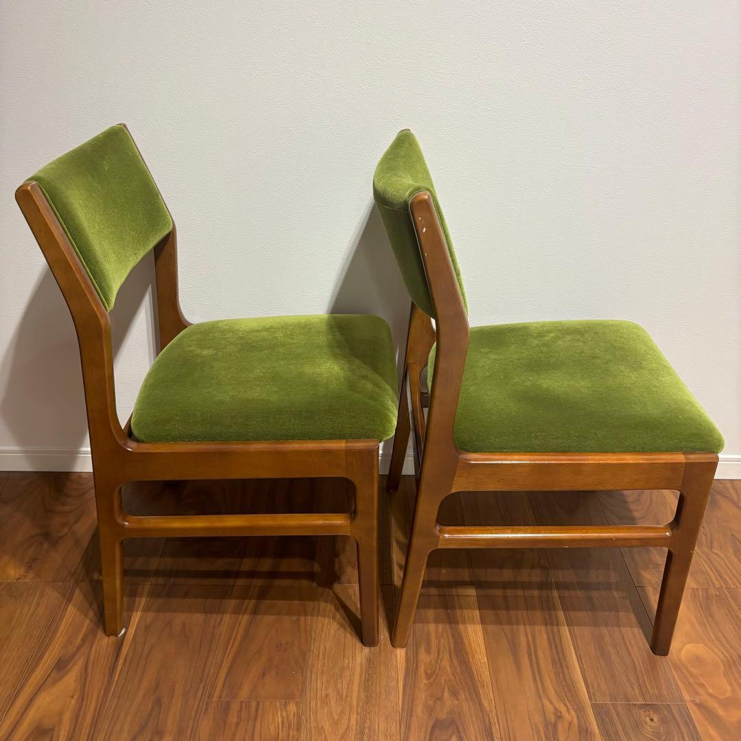 カリモク60 アームレスダイニングダイニングチェア モケットグリーン ２脚セット