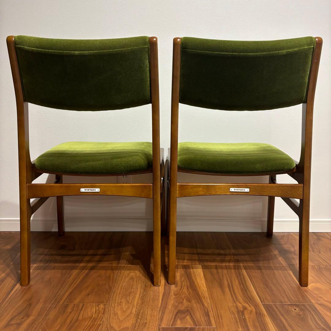カリモク60 アームレスダイニングダイニングチェア モケットグリーン ２脚セット