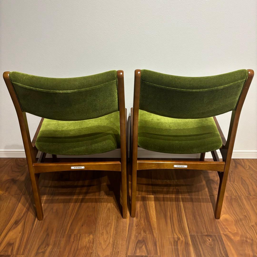 カリモク60 アームレスダイニングダイニングチェア モケットグリーン ２脚セット