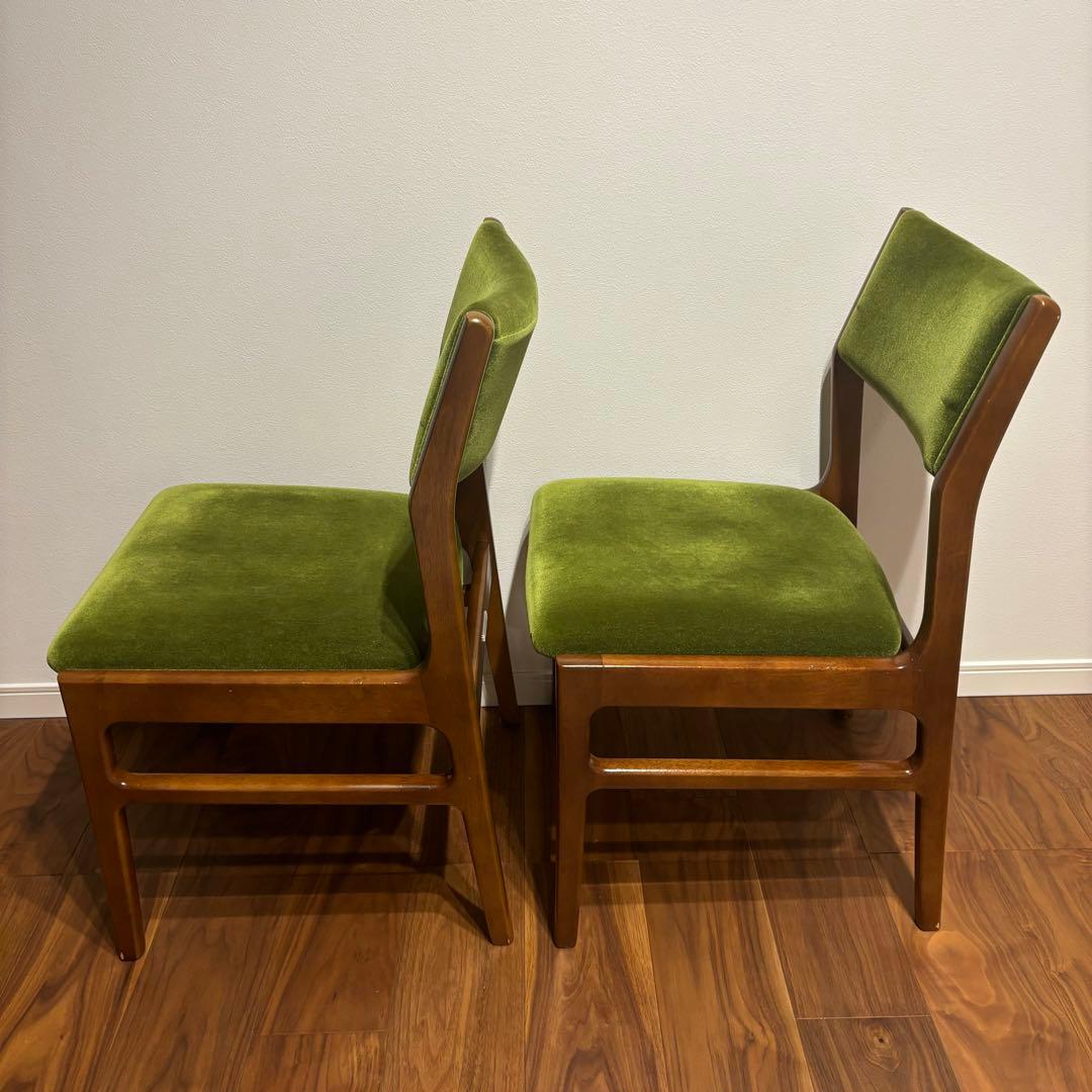 カリモク60 アームレスダイニングダイニングチェア モケットグリーン ２脚セット