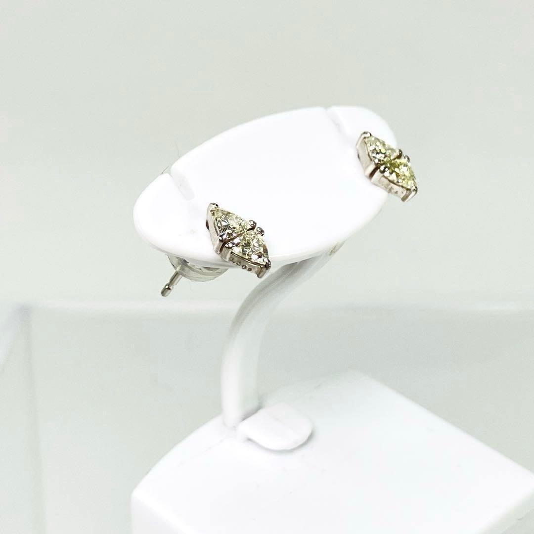 Pt900 トライアングルカット 天然ダイヤモンド ピアス D: 0.410ct