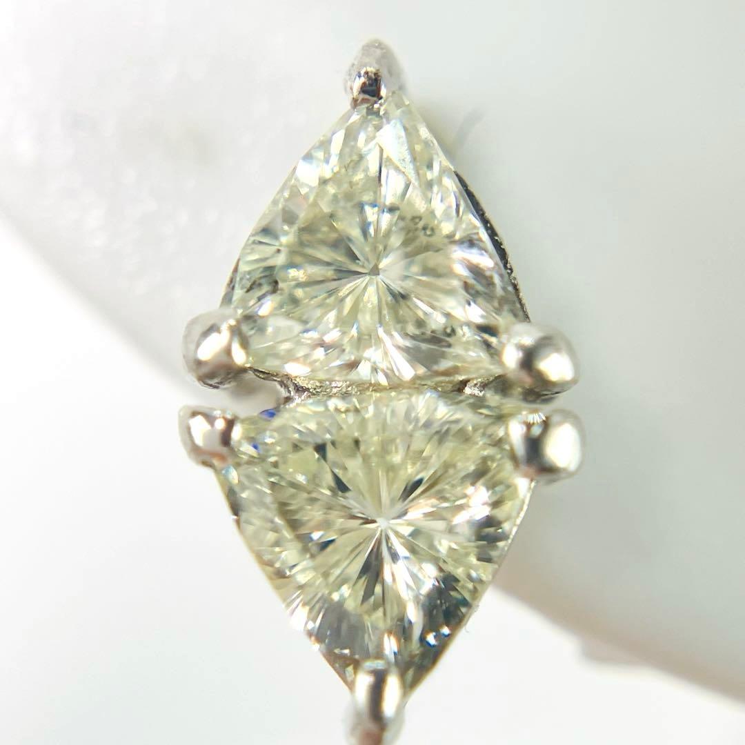 Pt900 トライアングルカット 天然ダイヤモンド ピアス D: 0.410ct