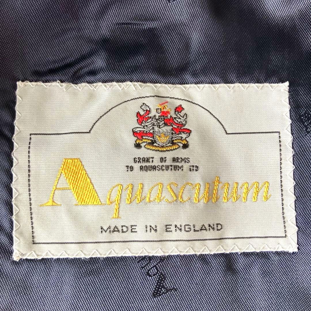 Aquascutum ネイビー ダブルブレスト　テーラードジャケット　英国製