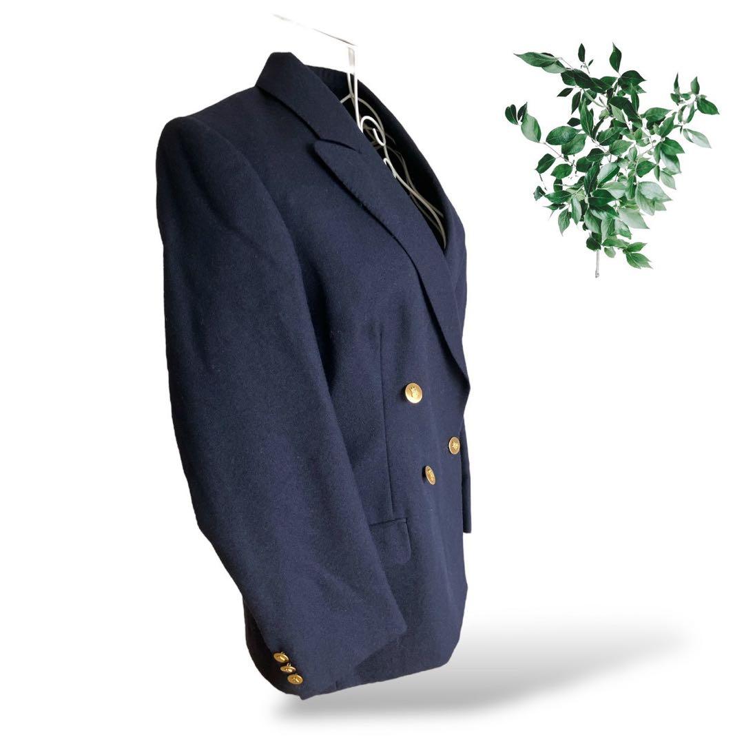 Aquascutum ネイビー ダブルブレスト　テーラードジャケット　英国製