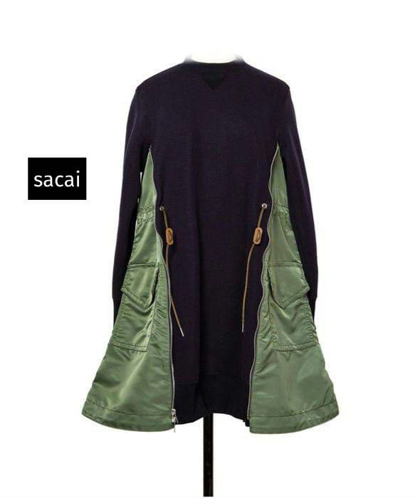 トップス sacai Sponge Sweat Nylon Twill Dress