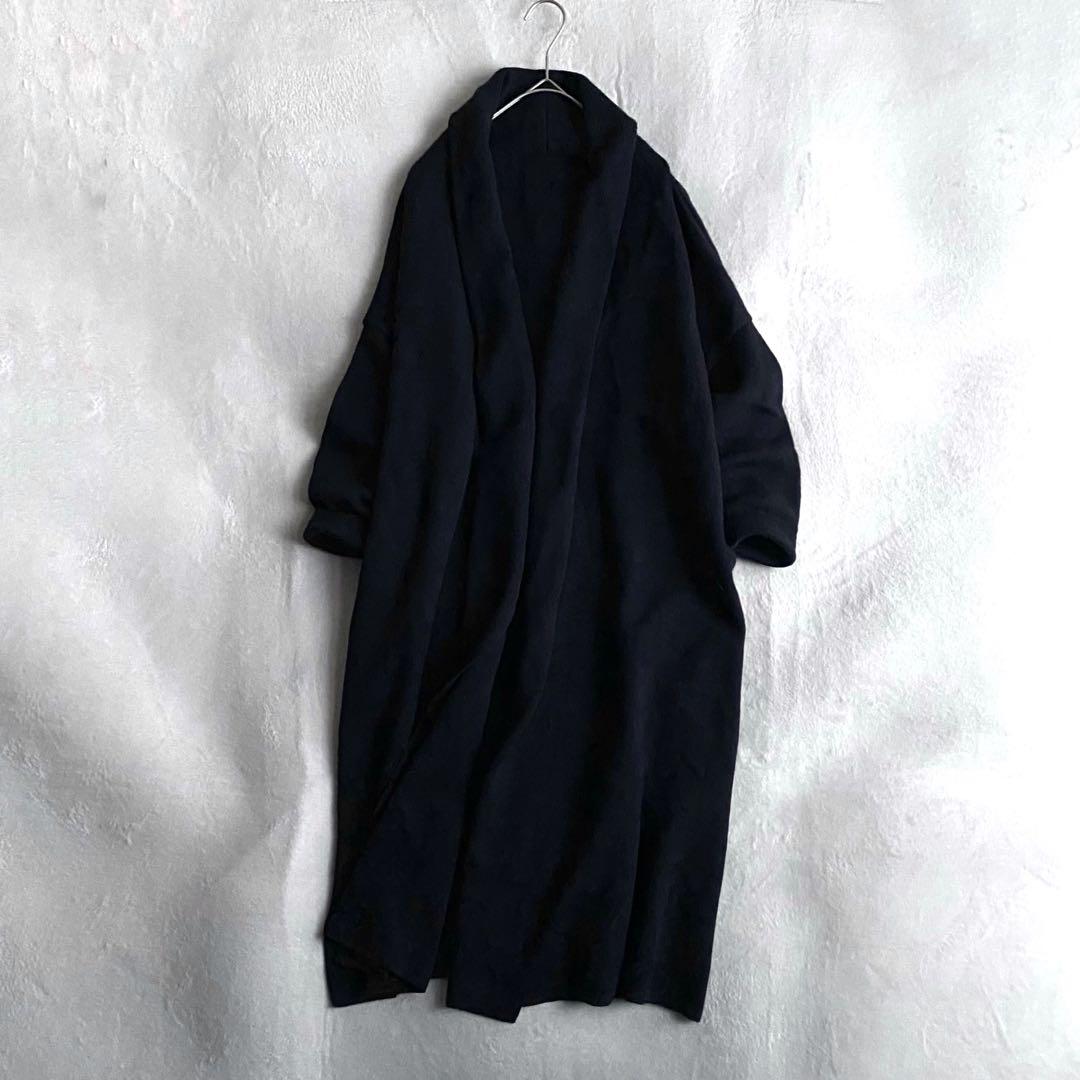 【定価4万✨】ドゥーズィエムクラス　スムースニットガウンコート　ネイビー　ウール