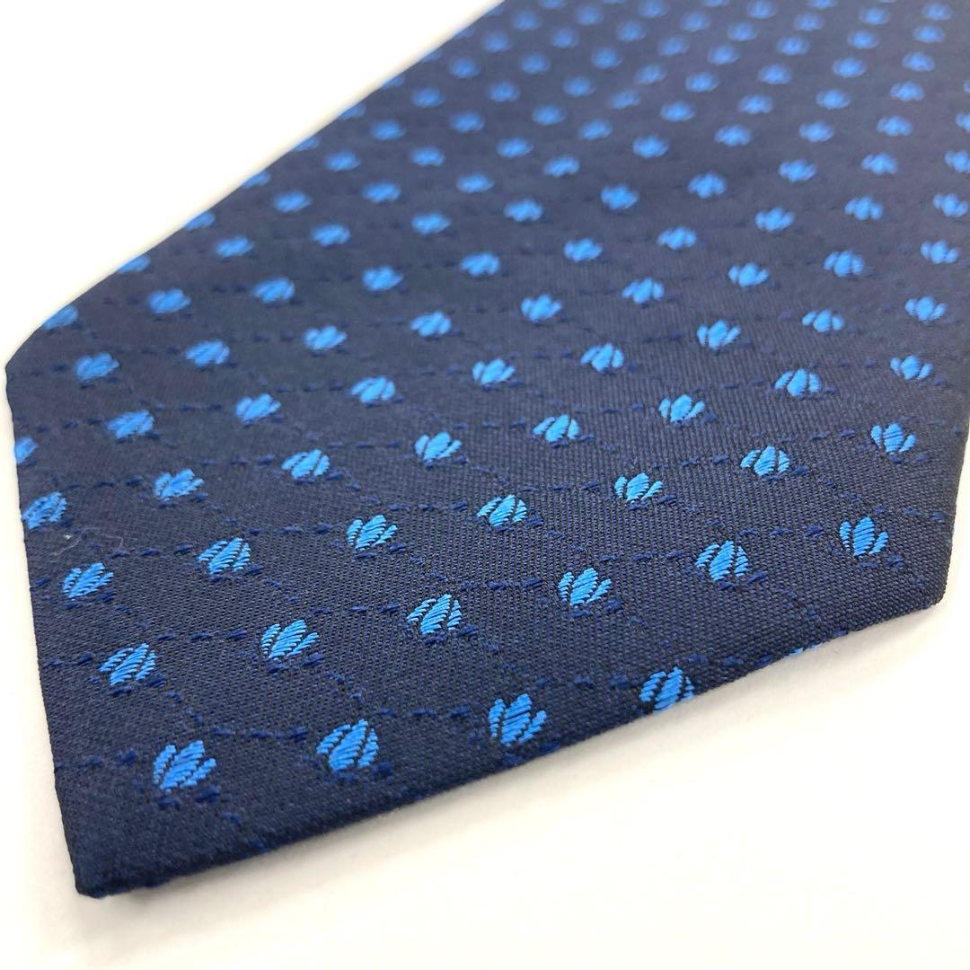 【極美品】HERMES ネクタイ 綺麗め クール ファソネH ブルー 刺繍 希少