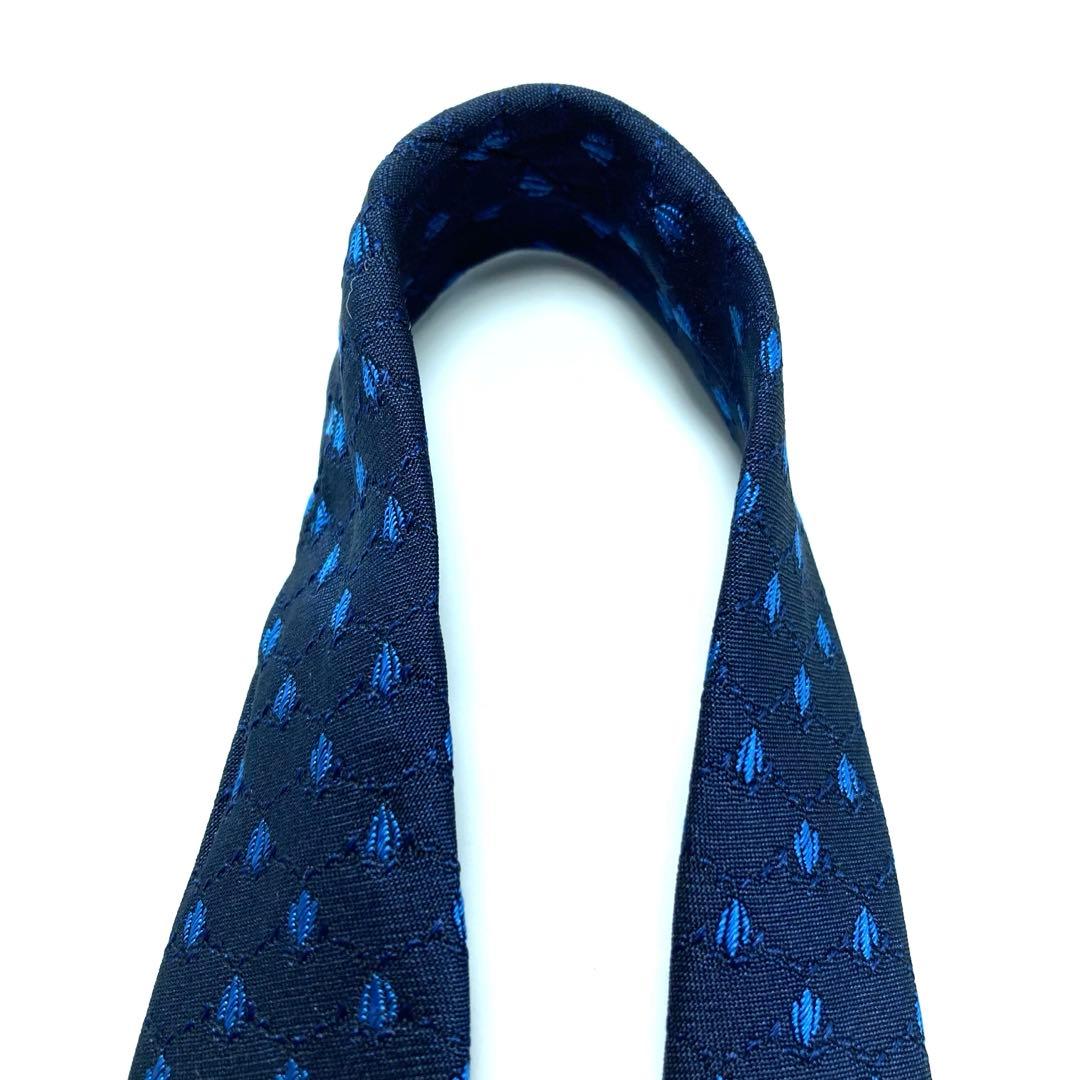 【極美品】HERMES ネクタイ 綺麗め クール ファソネH ブルー 刺繍 希少