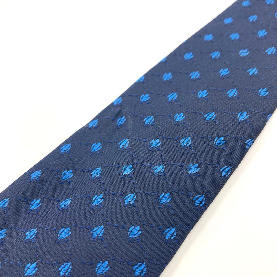 【極美品】HERMES ネクタイ 綺麗め クール ファソネH ブルー 刺繍 希少