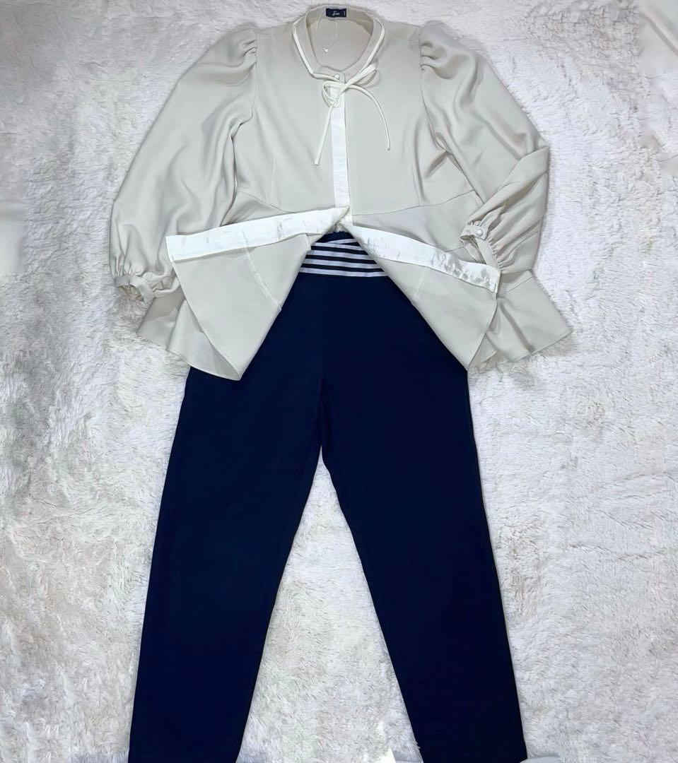 '21 美品✨ ボーダーズアットバルコニー　テーパードパンツ　38 ネイビー