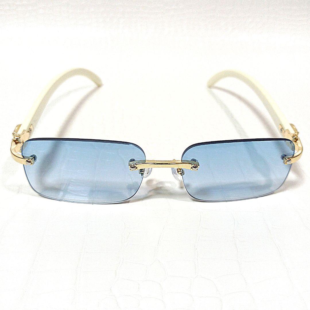 リムレス■サングラス■スクエア■ブルーグラデーションレンズ■未使用品⑪