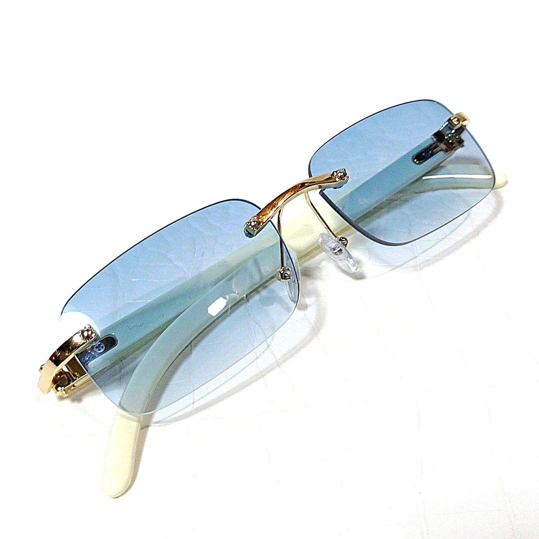 リムレス■サングラス■スクエア■ブルーグラデーションレンズ■未使用品⑪