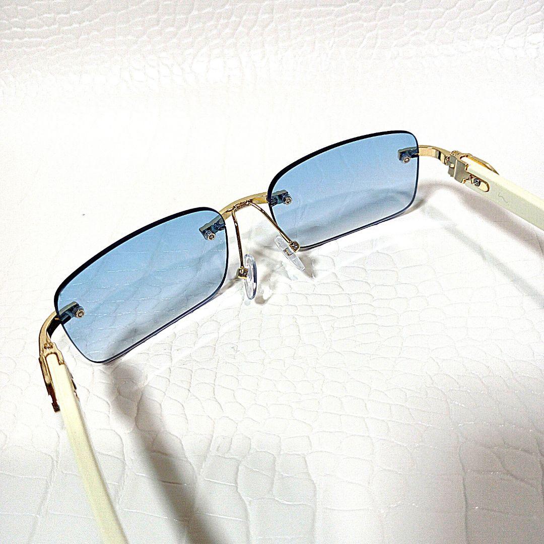 リムレス■サングラス■スクエア■ブルーグラデーションレンズ■未使用品⑪