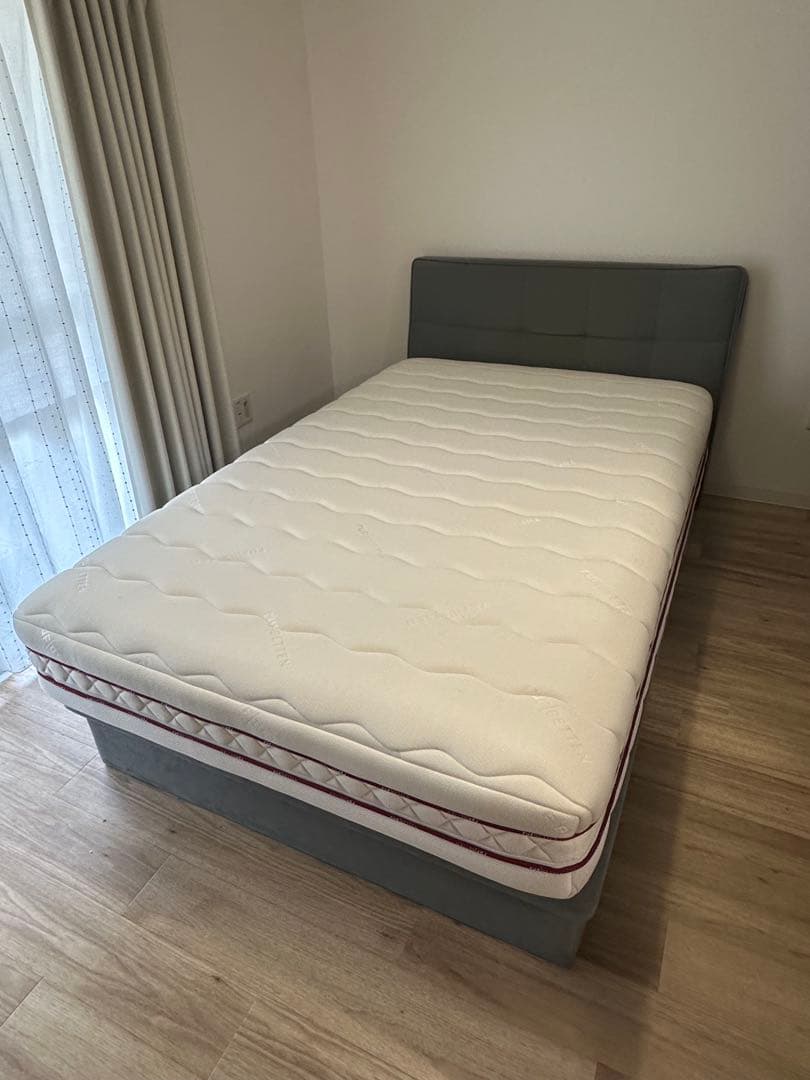 7/15迄出品【最終値下げ・送料込み】セミダブル収納付きベッド マットレス付