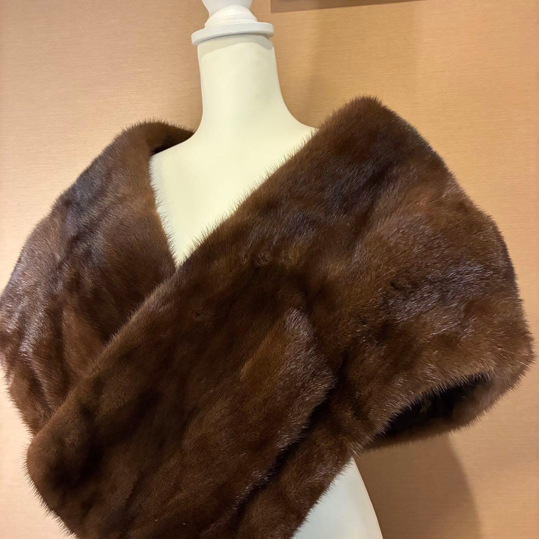 カナダ製 ミンクファーショール 本毛皮 ハンドウォーマー付き