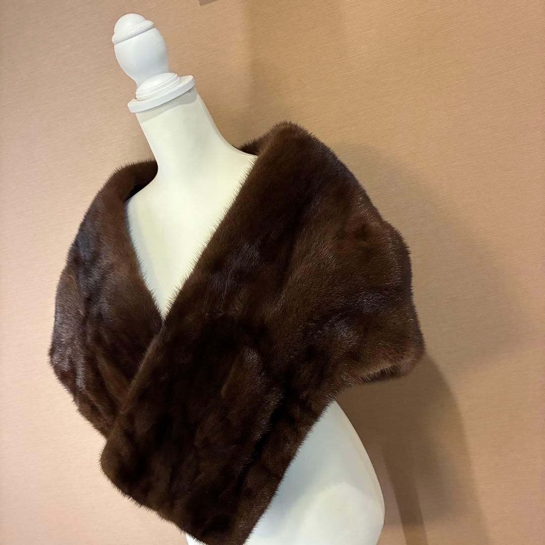 カナダ製 ミンクファーショール 本毛皮 ハンドウォーマー付き