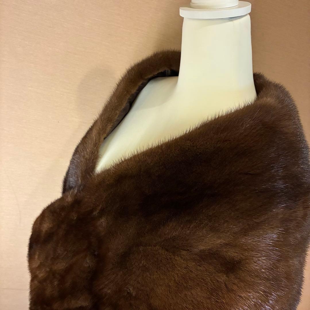 カナダ製 ミンクファーショール 本毛皮 ハンドウォーマー付き