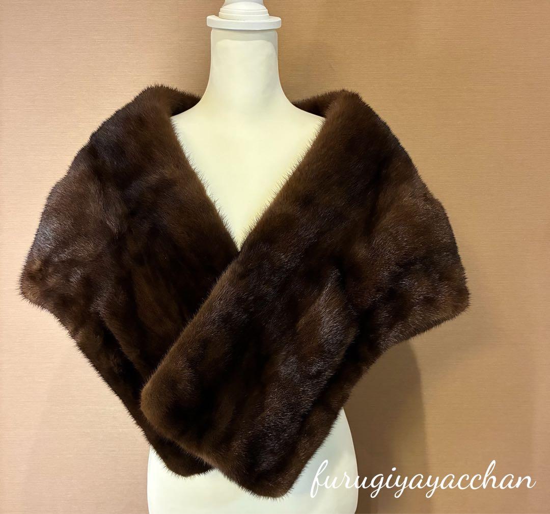 カナダ製 ミンクファーショール 本毛皮 ハンドウォーマー付き
