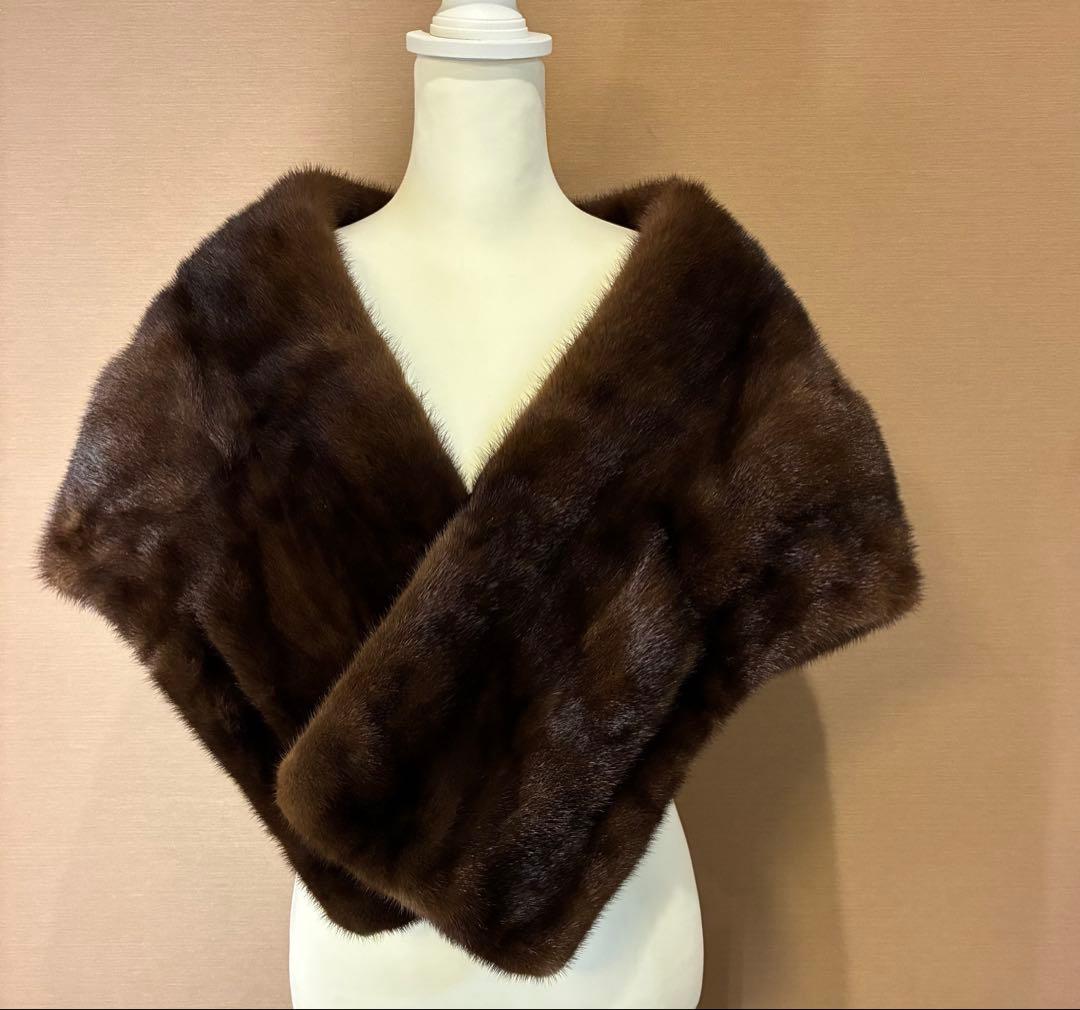 カナダ製 ミンクファーショール 本毛皮 ハンドウォーマー付き