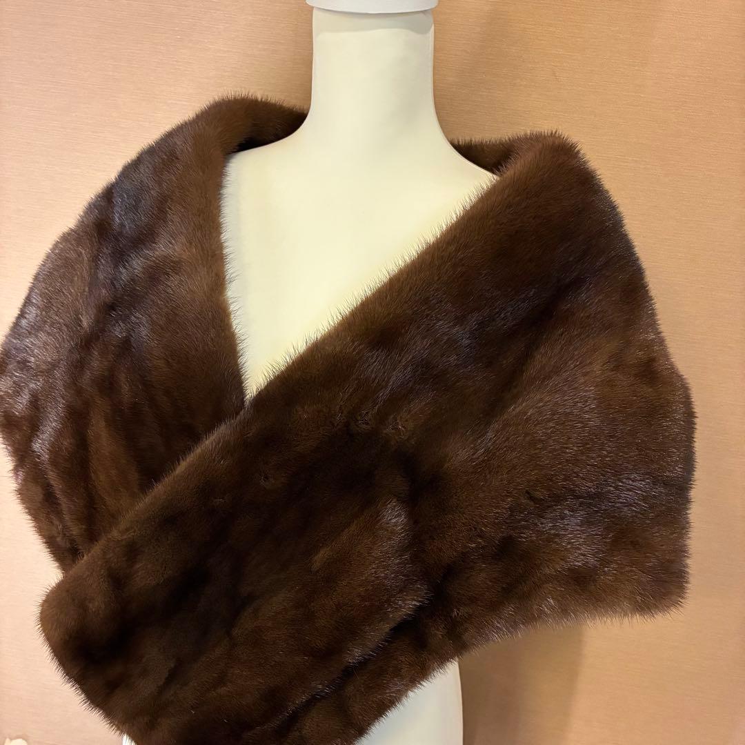 カナダ製 ミンクファーショール 本毛皮 ハンドウォーマー付き