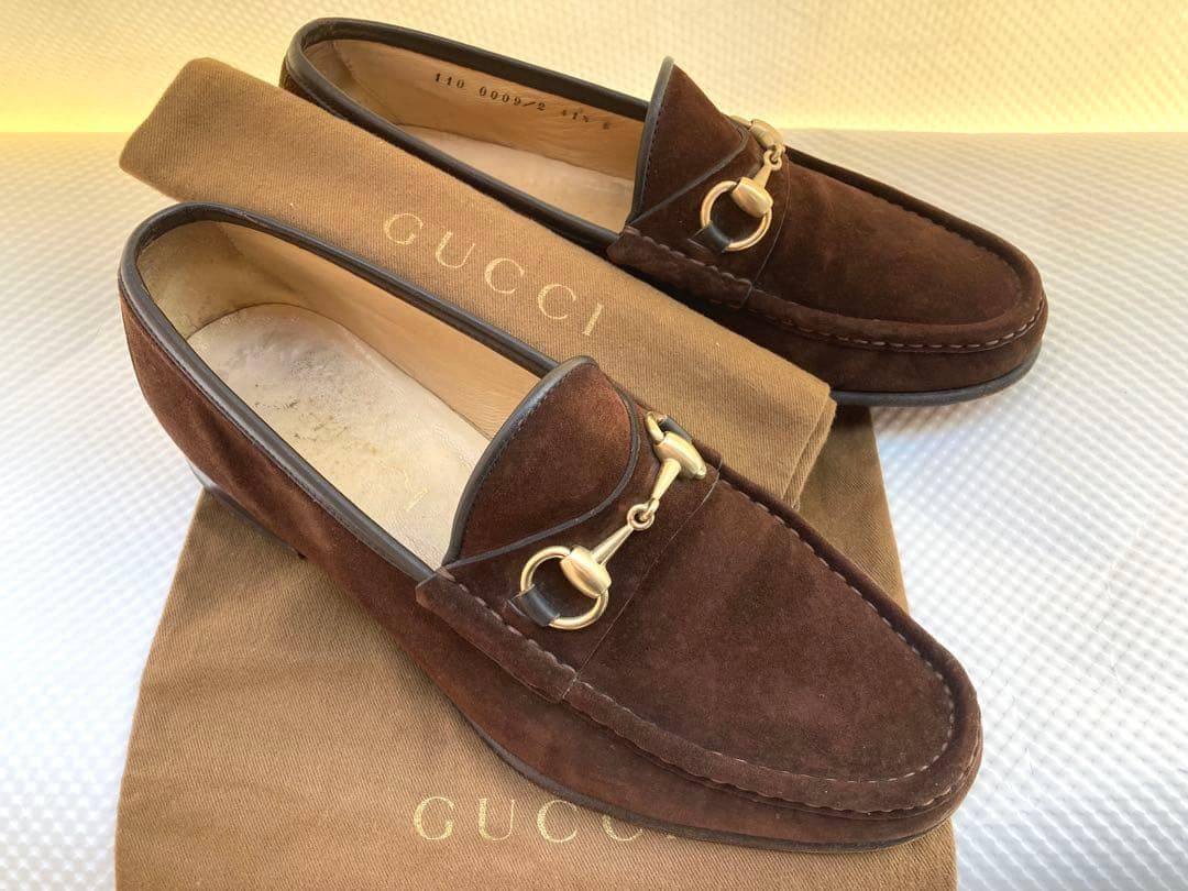 グッチ不朽の最高傑作 ダークブラウンスエード×ゴールド ビットローファー