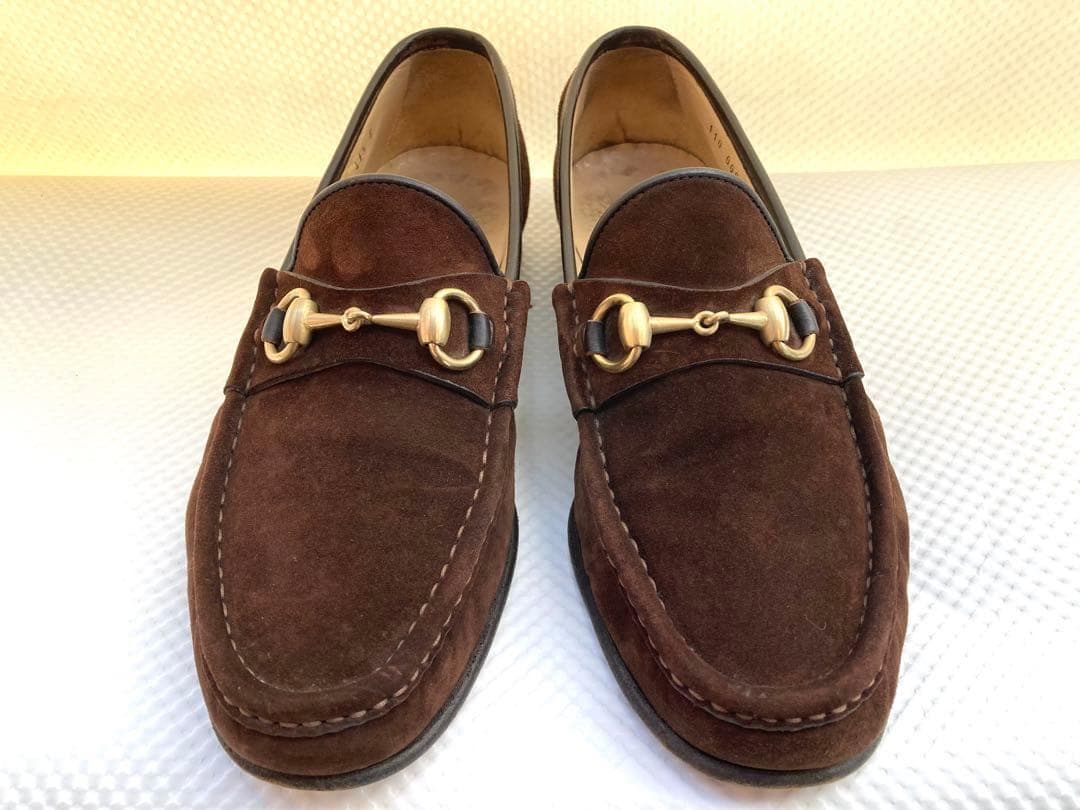 グッチ不朽の最高傑作 ダークブラウンスエード×ゴールド ビットローファー