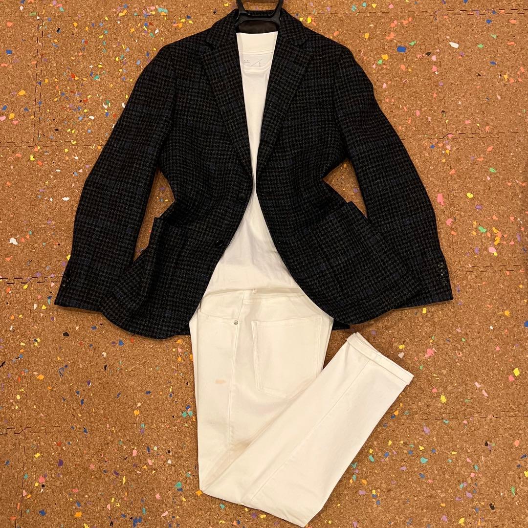 EDIFICE ジャケット 千鳥格子 ブラックネイビー 44サイズ