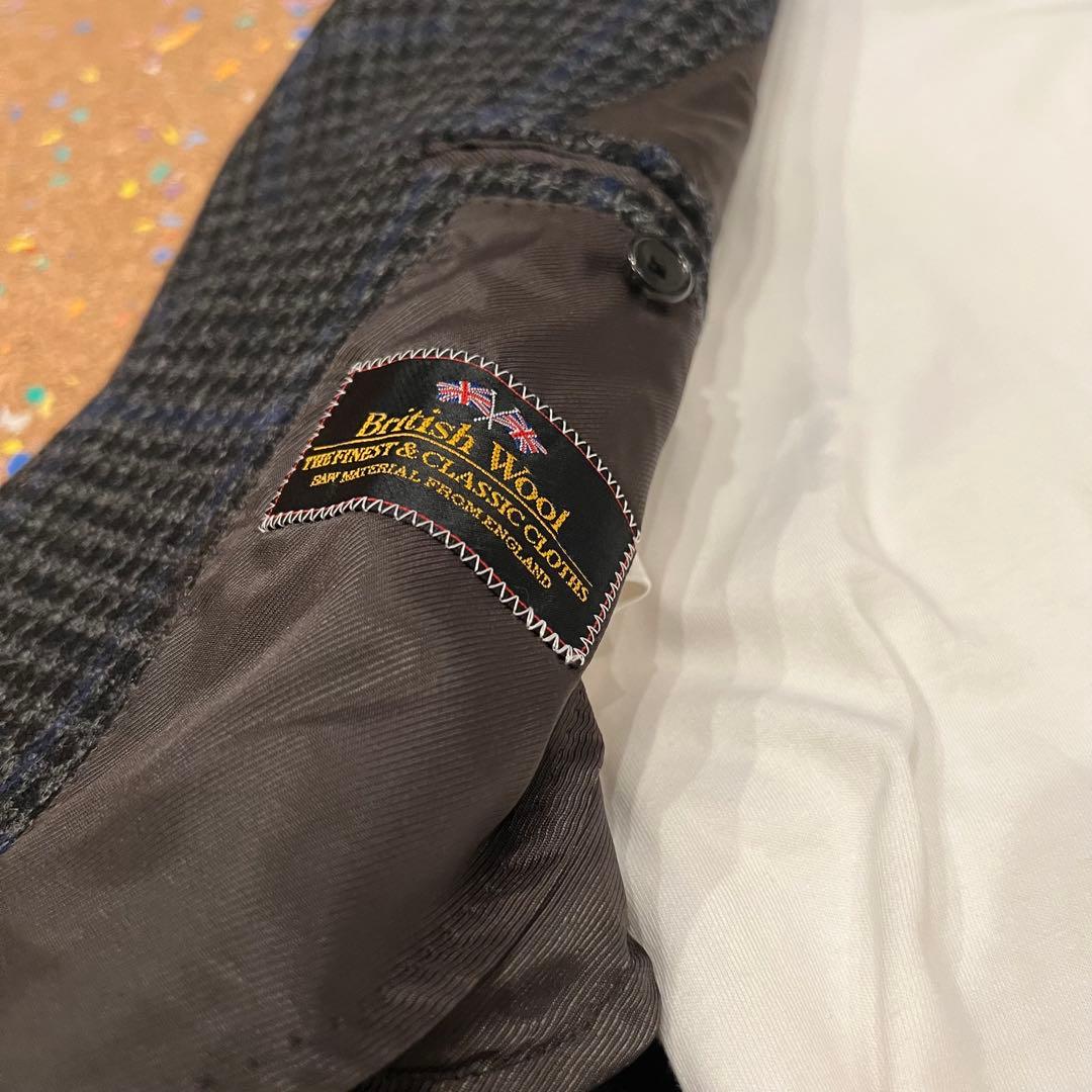 EDIFICE ジャケット 千鳥格子 ブラックネイビー 44サイズ