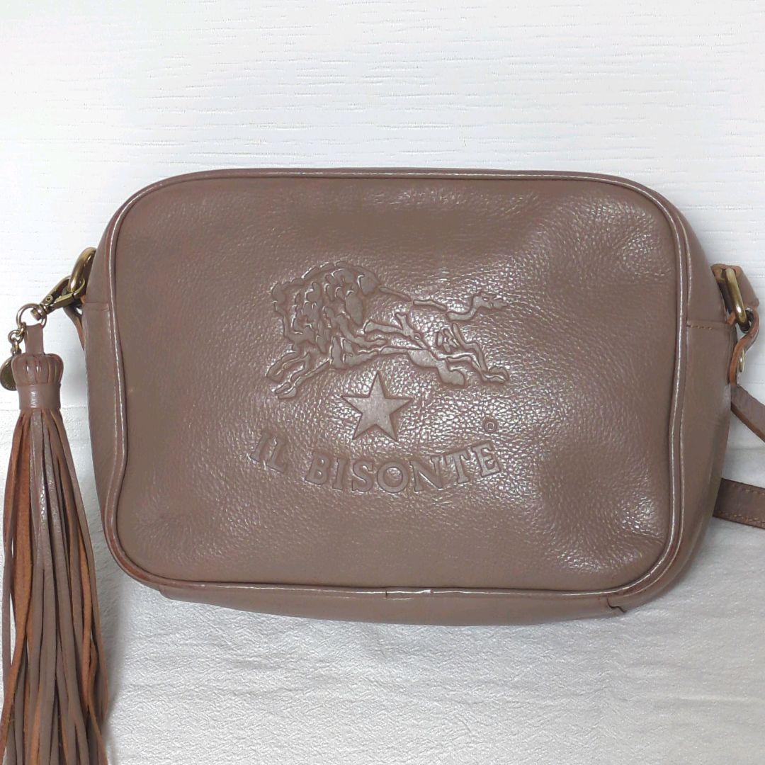 美品✨ イルビゾンテ 本革 ショルダーバッグ カメラバッグ デカロゴ フリンジ